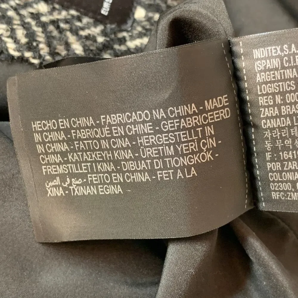 ZARA Bomber Jacket Women Medium Black Gray Zip Tweed Lined Classic - Picture 11 of 13